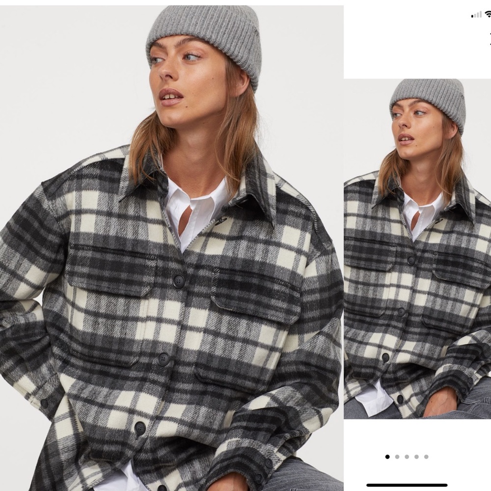 Brand New: Black & White Plaid shirt Jacket